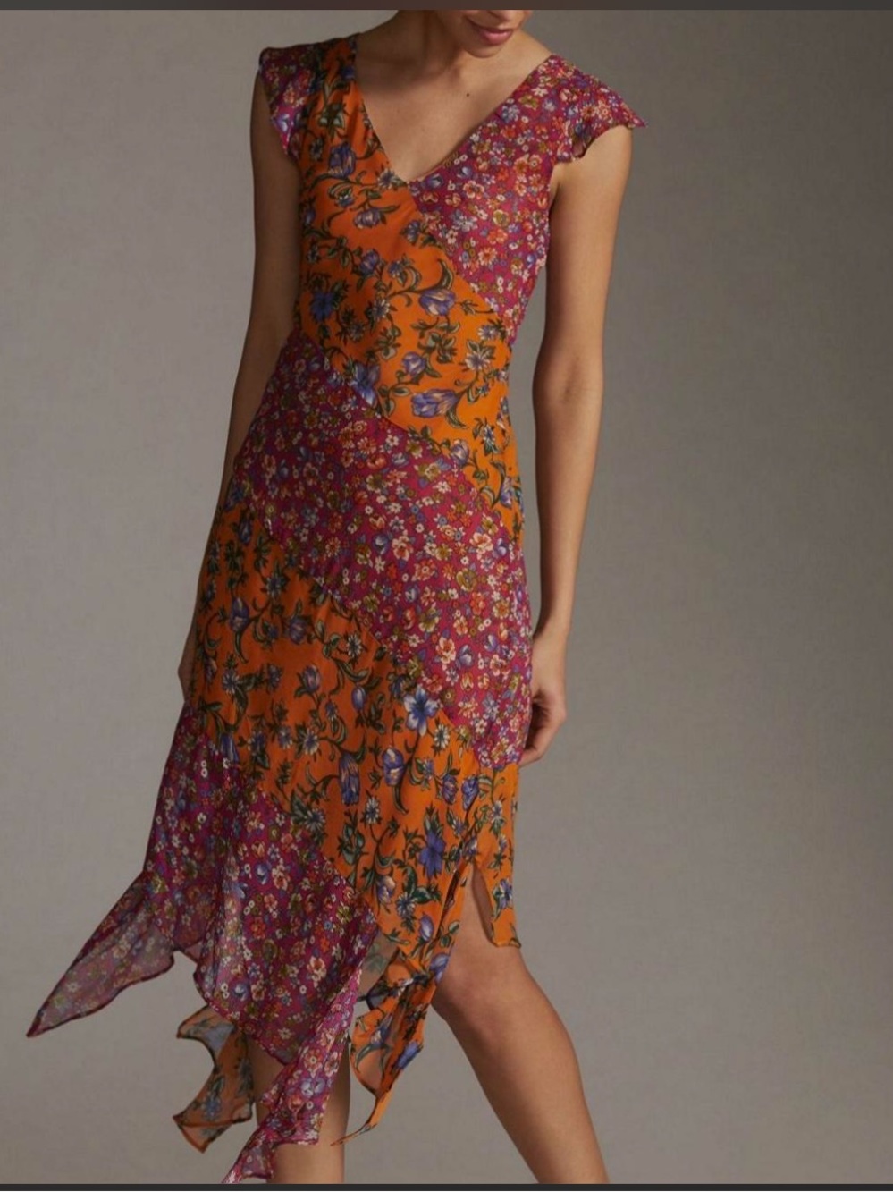 Anthropologie hanky hem patchwork dress